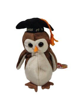 Vintage Ty Beanie Babies Wise Owl Class of 1998 Plush Stuffed Animal Graduation